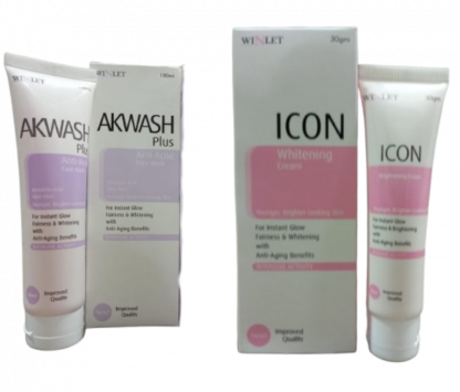 Akwash Plus & Icon Whitening Cream Bundle